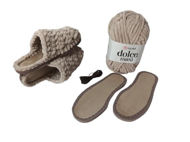 Dárková sada na výrobu pantoflí, latte