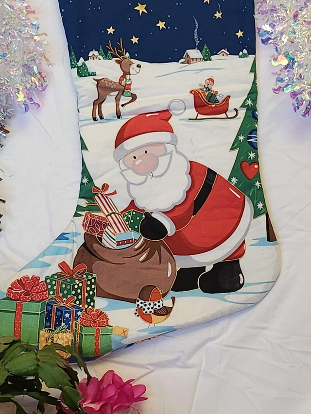 Santa/Snowman Christmas Stocking (tree)