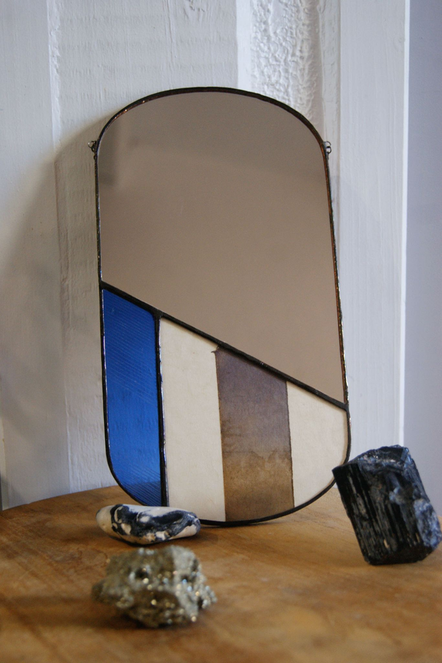 Miroir Origine ● Modèle bleu ethnique gravé