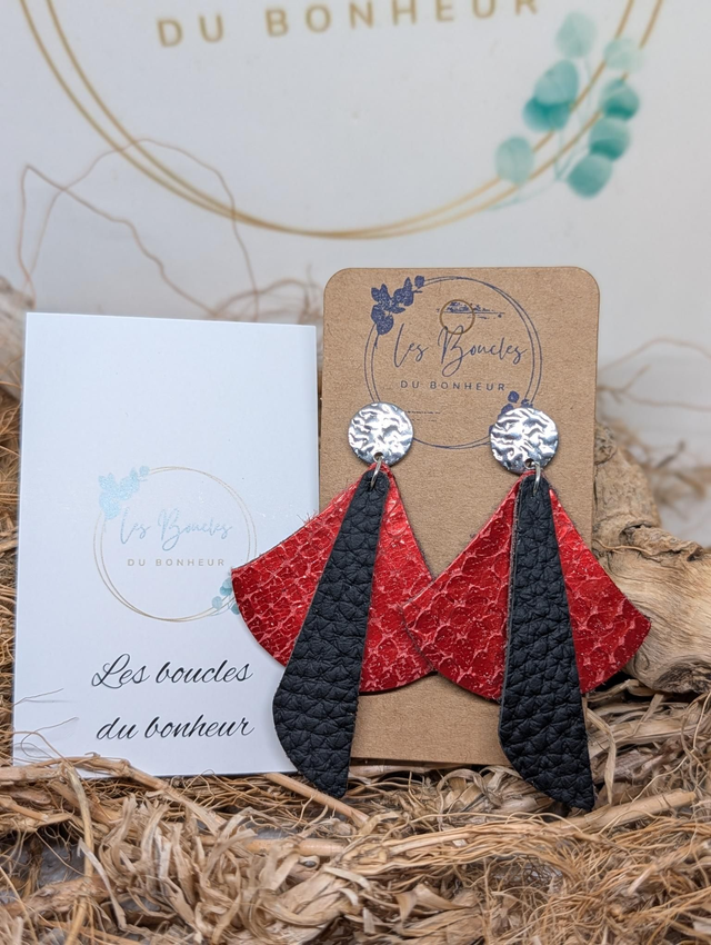 Boucles d'oreilles Georgia rouge et noir ge009