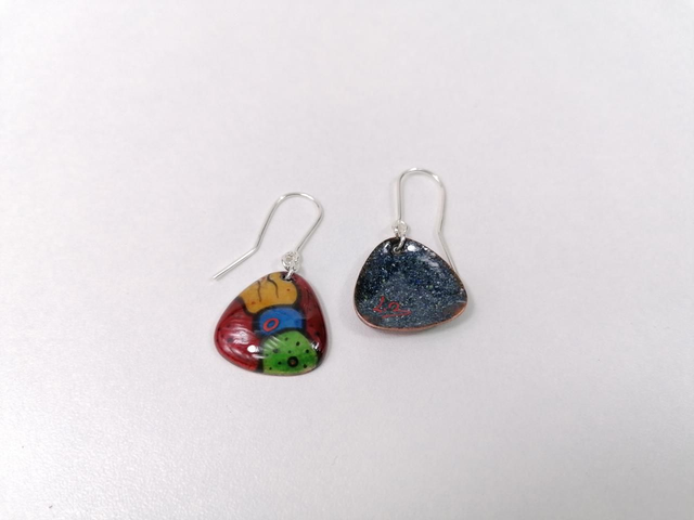 '' Les Graphiques '' - Boucles d'oreilles en émail