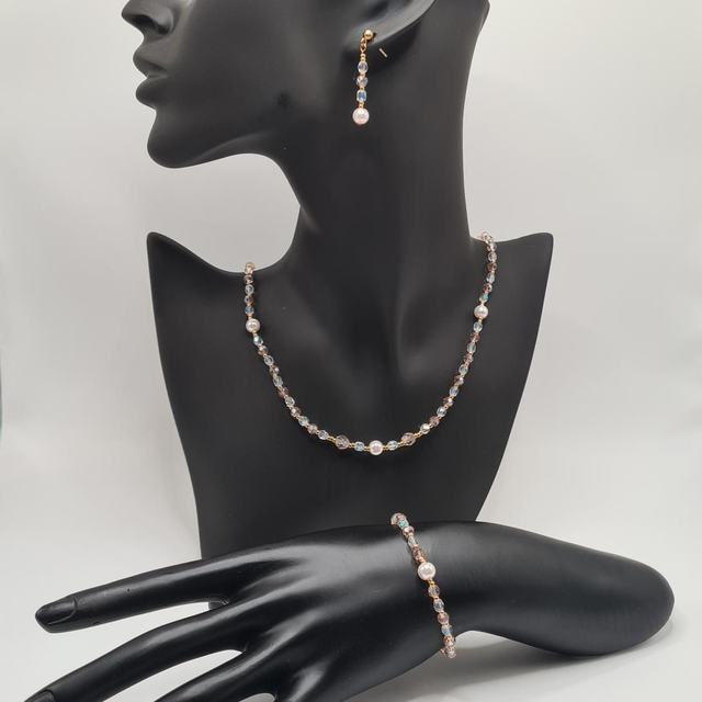 Santorin rose/doré (Parure)