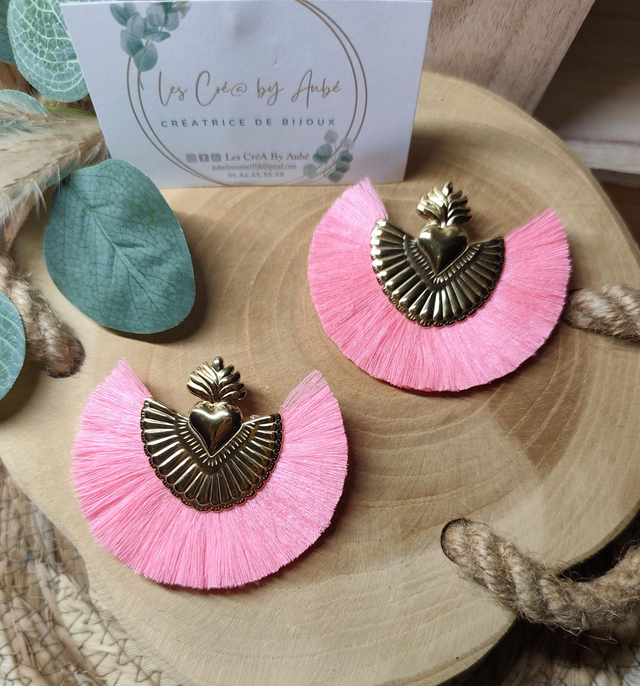 BO BOHEME COEUR EX VOTO GOLD/ POMPONS ROSE FLASHY 0001290