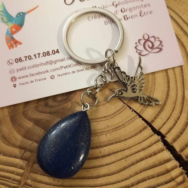 ♡ Porte Clés Goutte colibri Lapis Lazuli ♡