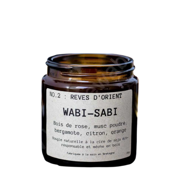 Bougie parfumée n°2 - Rêves d'Orient - Mèche en bois - Wabi-Sabi