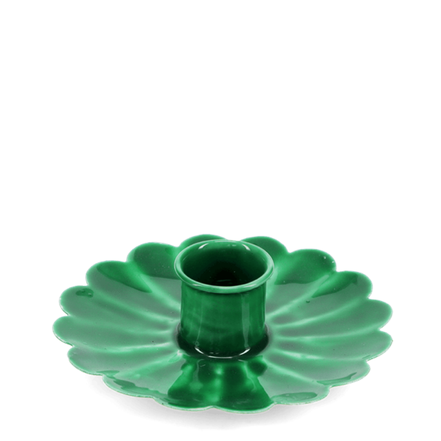 Enamel Flower Candle Holder - Green