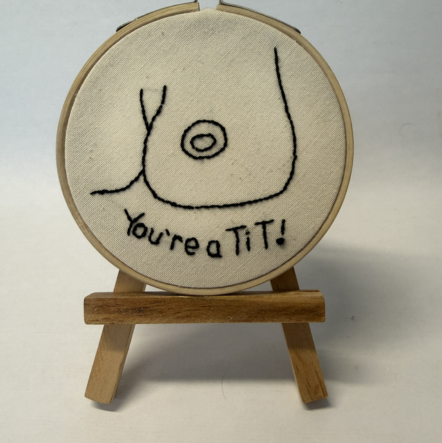 You’re a Tit hand embroidery 