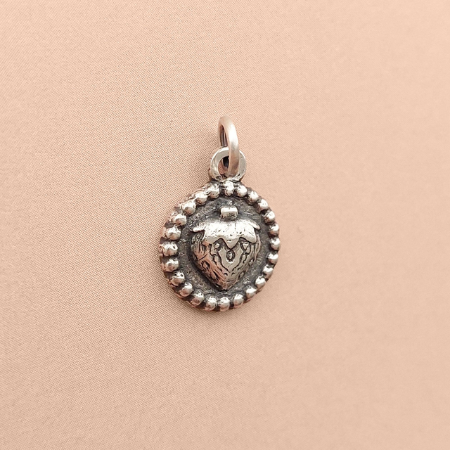 Handmade Silver Strawberry Charm  - Sterling Silver Strawberry Pendant - Handmade Berry Silver Necklace