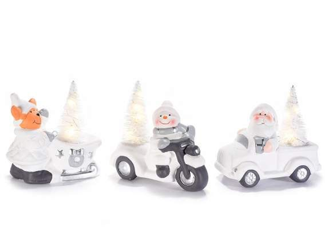 Decorazione natalizia in ceramica da appoggiare con luci