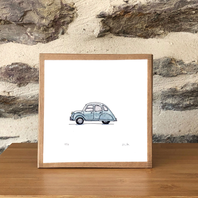 Vintage 2 CV Art Print - Retro Citroen French Car Decor