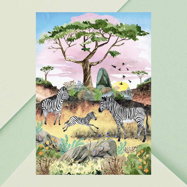 Impression de Zèbres dans la Savane - Décoration Murale Sauvage / Zebras in the Savanna Art Print - Wild Wall Decor