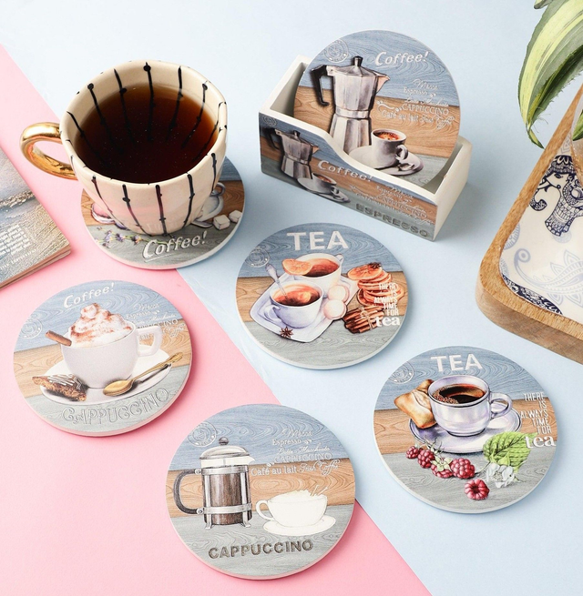 SUBLIMATED - Round Ceramic Drink Coasters - Set 4