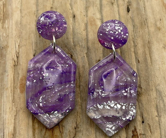 Lavender stud drops