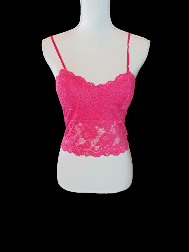 Top court dentelle rose S 