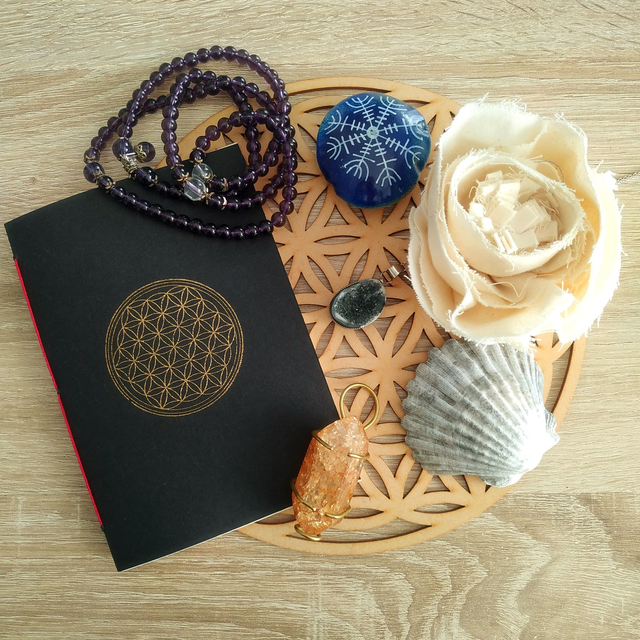 Mini carnet doré A6 - Fleur de vie