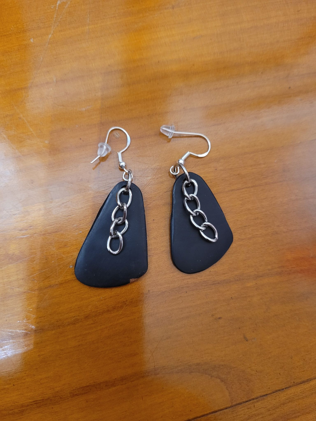 Boucles d'oreilles - Ebene, metal - Crochet en argent