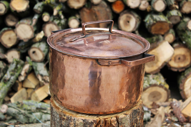 Handmade Tin Lined Copper Pot with High Sides , copper cookware , tin lined copper