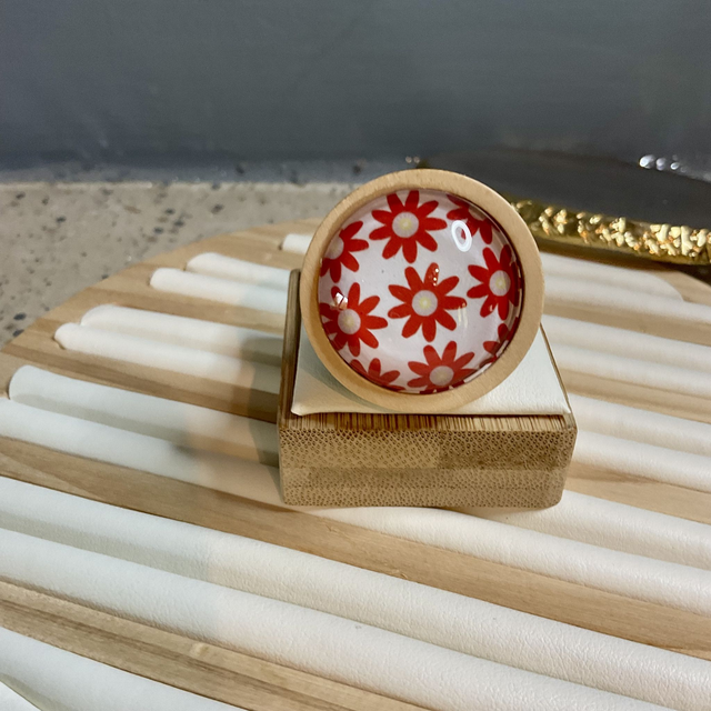 Handmade glass brooch with beautiful red flowers.  Gorgeous Christmas gift