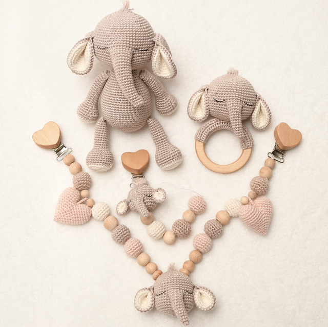 New Born Set „Elefant Emilia“ 4-teilig Puderrosa 