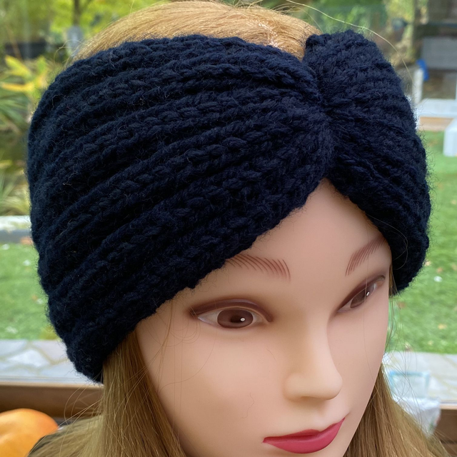 Bandeau large laine Bleu Marine