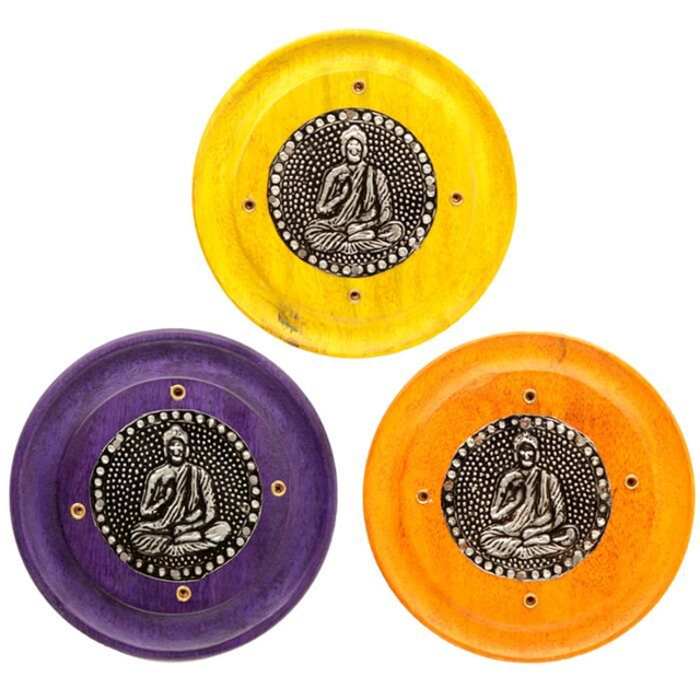 Porte-encens Attrape-cendre Rond Bois de Manguier - Bouddha