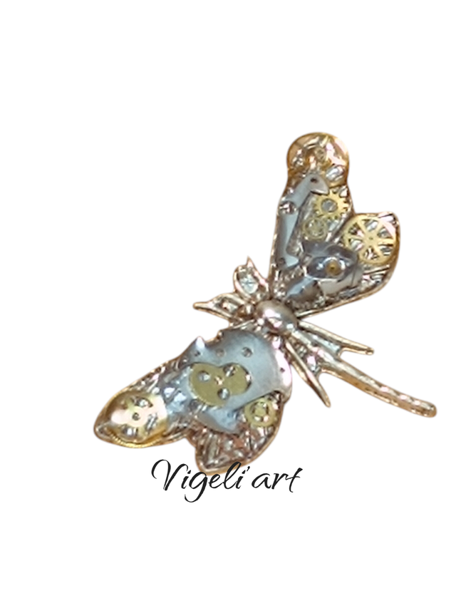 Broche steampunk libellule 