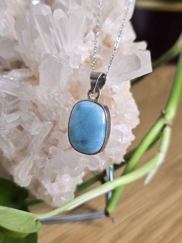 Pendentif Larimar et Argent 925 (Qualité AA)