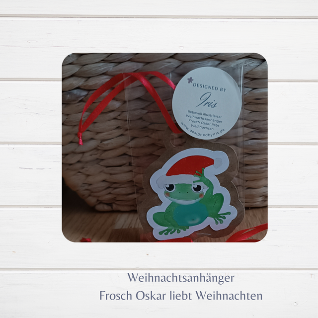 Weihnachtsanhäger " Frosch Oskar liebt Weihnachten" (Art.Nr. A0004)