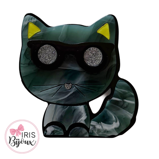 Spilla gatto sfumato verde 