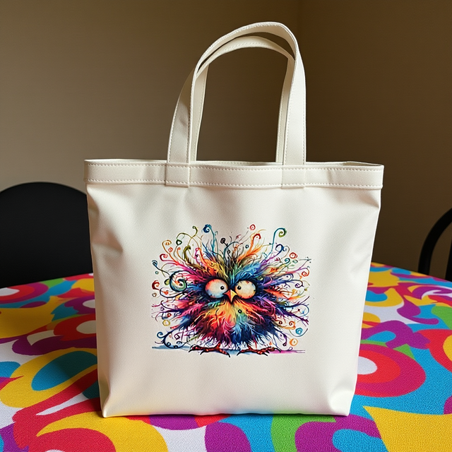 Part of our colourful whimsical bird tote bags, polyester canvas size H33cm xW29cm medium