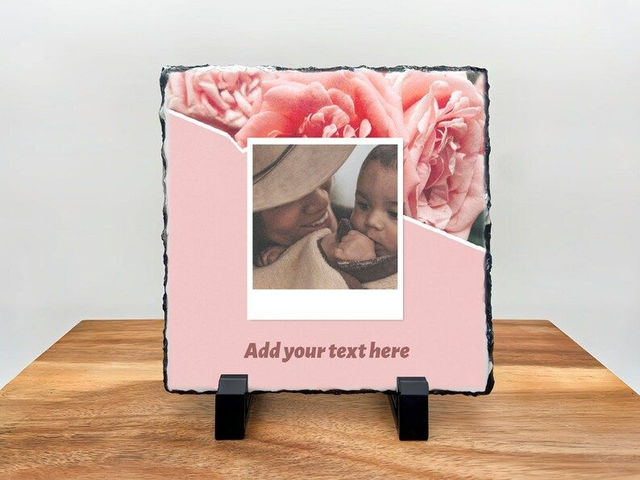 Personalised Slate Tile - Custom Rock Slate - Pink Background