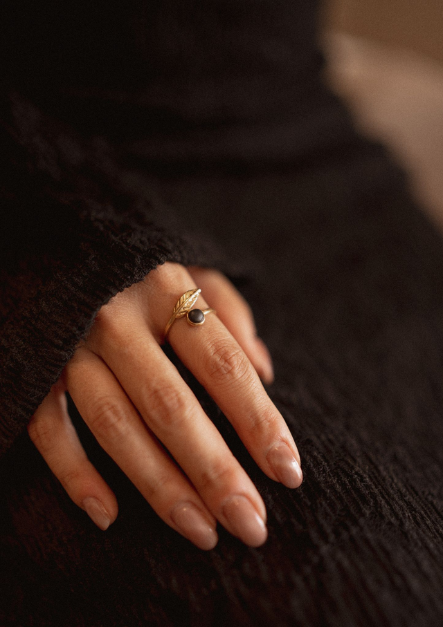 Ring with Polymer Clay ~ Feather