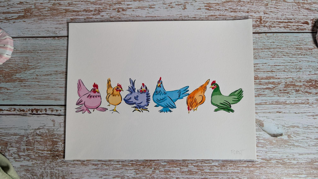 Kunstdruck "Bunte Hühner"