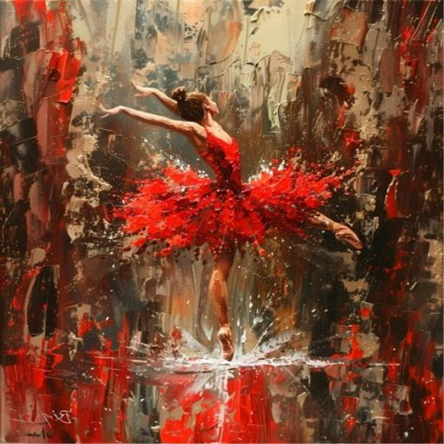 Panneau Danseuse tutu rouge en Polyester imperméable - 40x40cm 