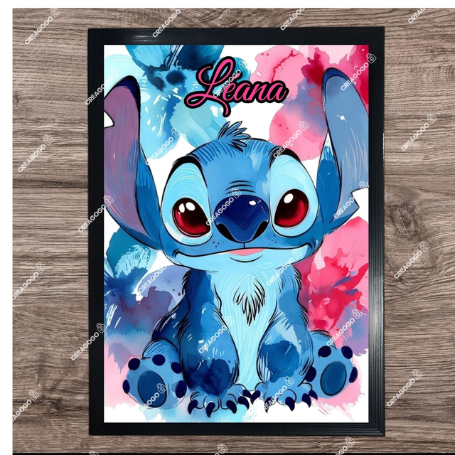 Affiche poster Stitch personnalisé avec Prénom - Cadeau unique pour fan de Disney Stitch et Angel format A4 21X29,7cm (1)