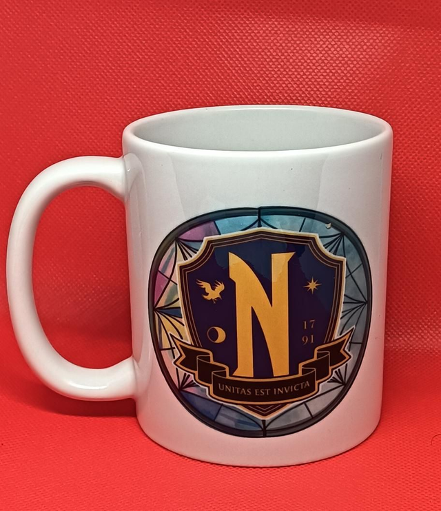 Custom Printed Wednesday Nevermore Logo Mug.