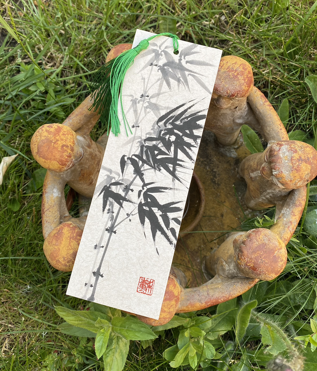 Hand painted original bamboo bookmark
