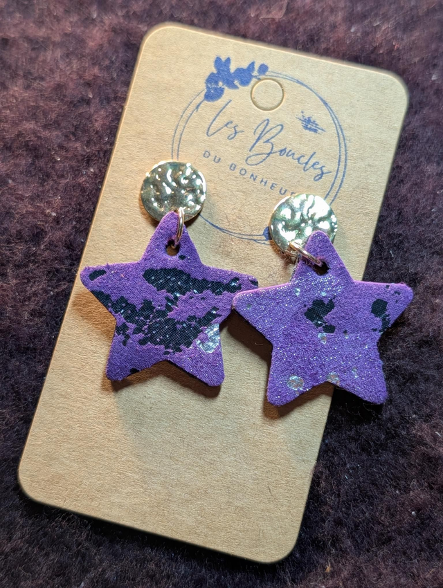 Boucles d'oreilles Étoile violet s006