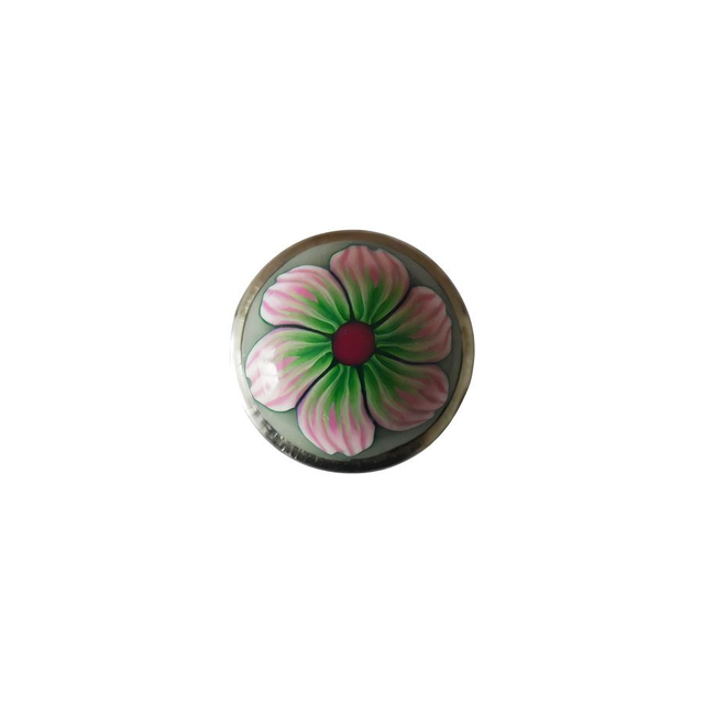 Bouton pression fleur vert rose