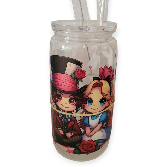 Gourde avec paille en plastique Alice