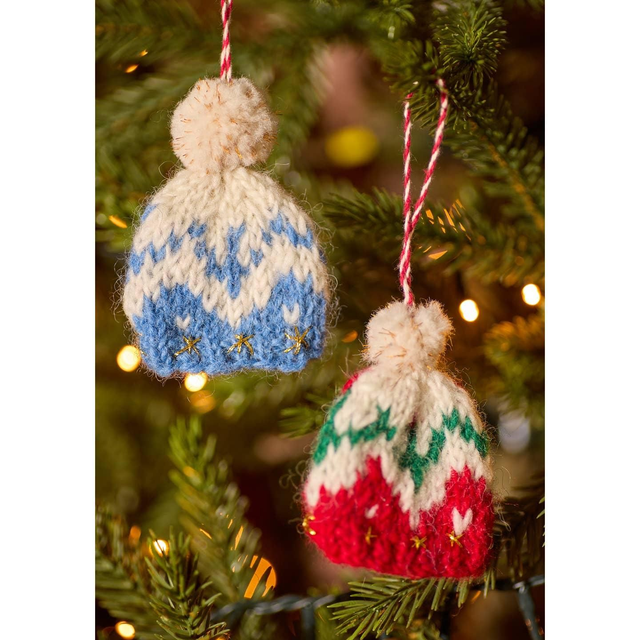 Knitted Bobble Hat Hanging Christmas Tree Decoration 