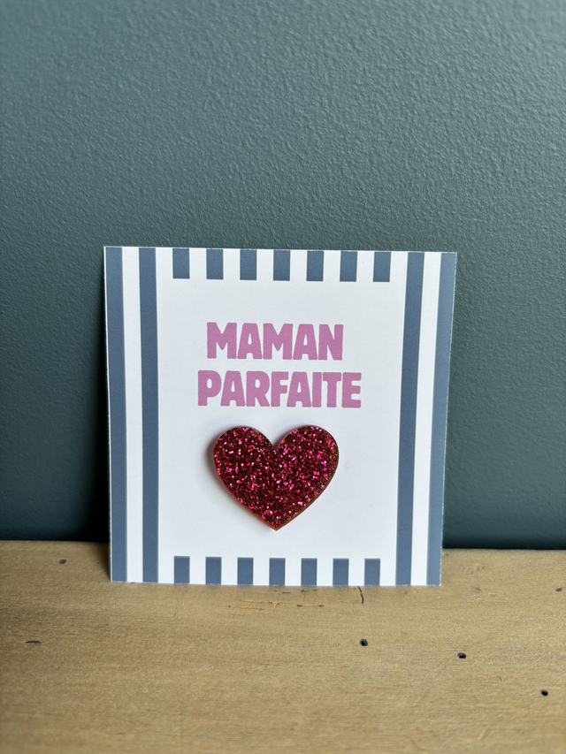 Pin&#039;s coeur rose foncé - Carte personnalisable