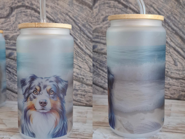 Verre givré plage berger australien