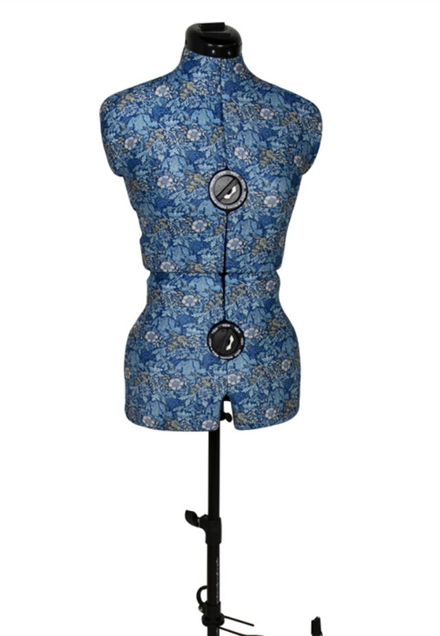 Woodblock Floral  Dress Form - Adjustable Mannequin with Floral Print Fabric