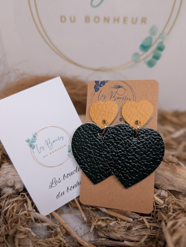 Boucles d'oreilles Louise vert jaune lo082