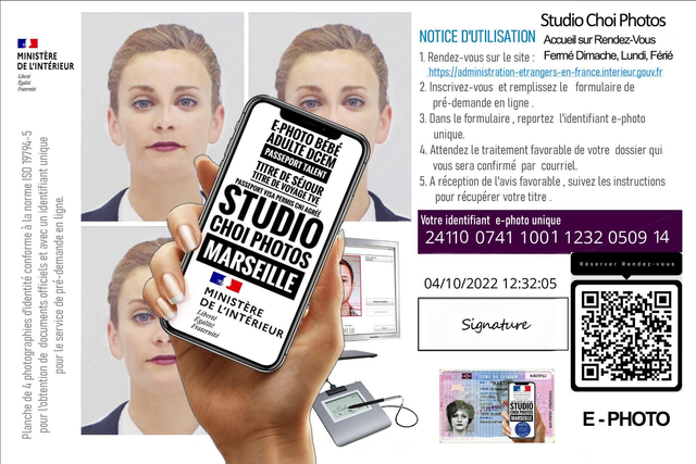 CODE E-PHOTO - PERMIS DE CONDUIRE - TITRE DE SÉJOUR - CARTE DE RÉSIDENT - TITRE DE VOYAGE ÉTRANGER -ADULTE MAJEUR +18 ANS