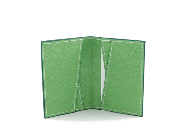 Porte-Cartes KOSATEN Vert Grainé Fil Blanc
