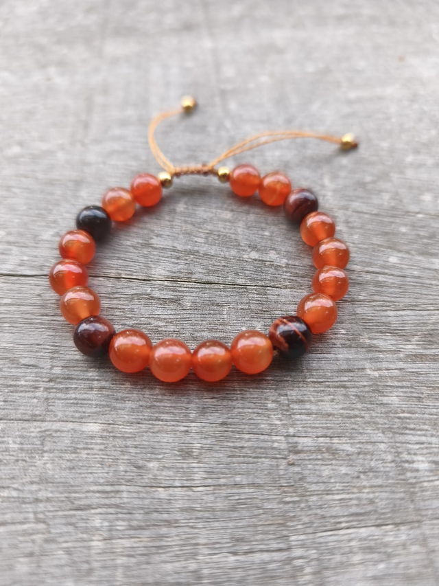 Bracelet femme cornaline et oeil de taureau 
