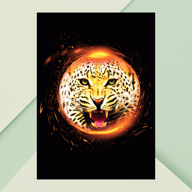 Impression Vortex de Léopard - Décoration Murale Faune Sauvage / Leopard Vortex Art Print - Wild Animal Wall Decor