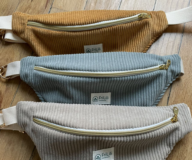 Sac Banane - Moutarde, gris ou vert d’eau 